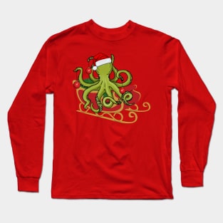 Christmas Kraken Sleigh Long Sleeve T-Shirt